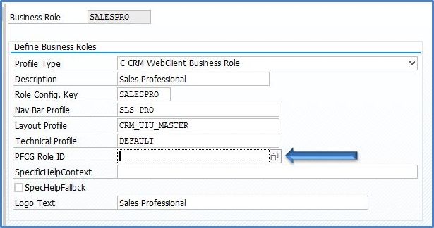  Abbildung 1: Benutzerrollen Detail ( Quelle SAP® CRM ) , PFCG Rolle in der Benutzerrolle