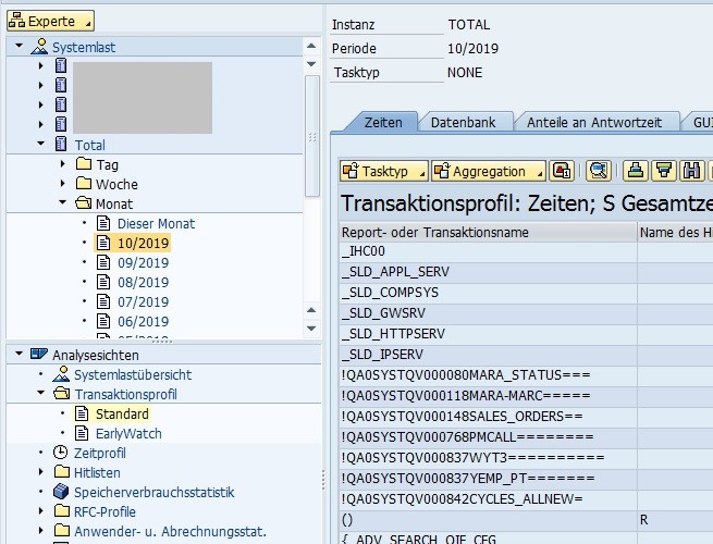 S4Hana: ST03N Analyse (Quelle SAP® ERP)