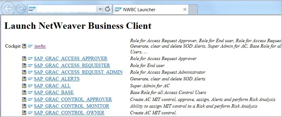 SAP NWBC Launch Screen